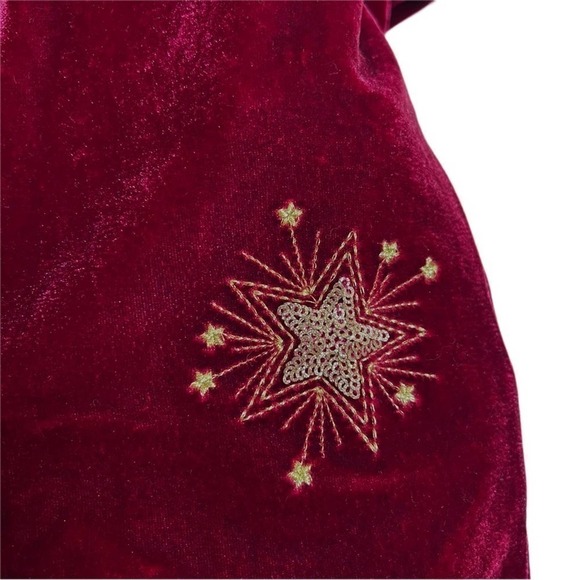 NWT Boden Sequin Moon Stars Velvet Velour Mock Neck Cranberry Top Size 7-8Y - Picture 2 of 8